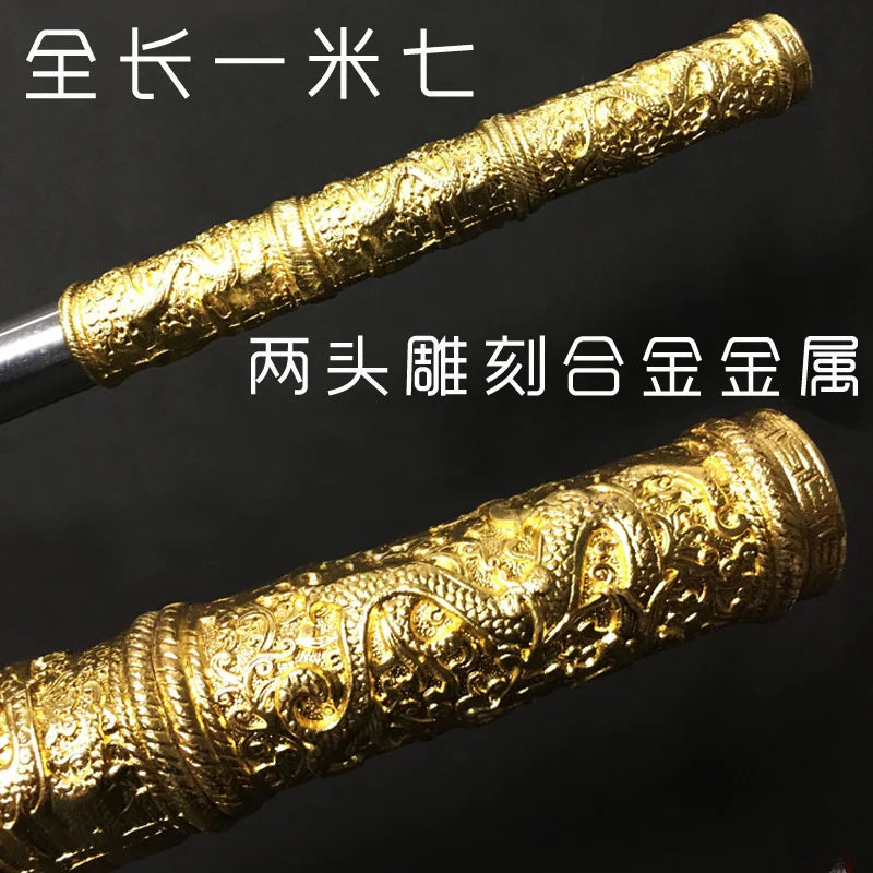 Top Quality Wooden Shaolin Monk Cudgels Carving Dragon Monkey King Weapons Martial Arts Wushu Rod Kung Fu Sticks