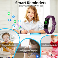 Thumbnail for Fitness Tracker Watch for Kids, IP68 Waterproof Activity Tracker,Sleep Tracking, 11 Sport Modes Calorie Step Counter with Alarm Clock and Reminder, Great Gift for Boys Girls Teens