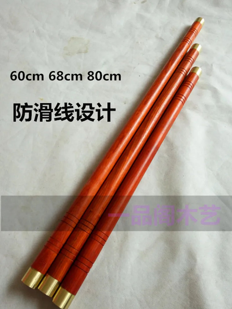 Africanpadauk Taiji Sticks Solid Shaolin Sticks Kungfu Hardwood Wands Martial Arts Sticks With/Without Copper Hoop 60Cm-200Cm