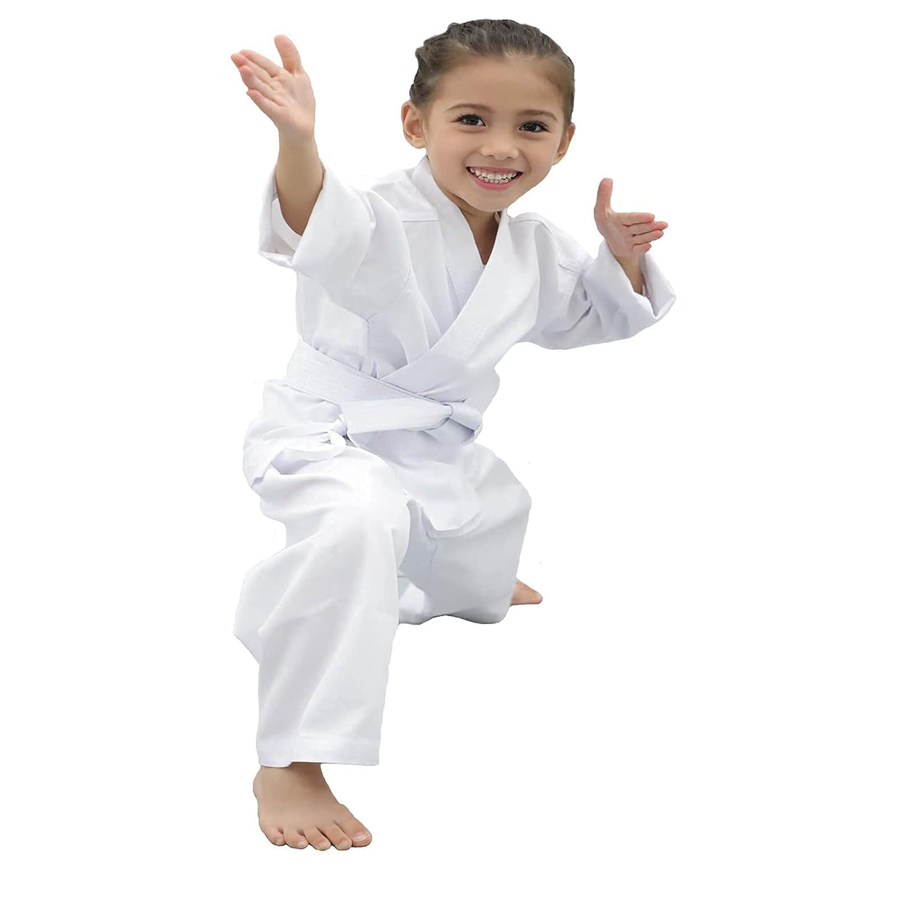 FLKKY Karate Gi for Kids with Belt Lightweight Student Karate Uniform Martial Arts Sports Karate Suits(Size0000-1) (000) White