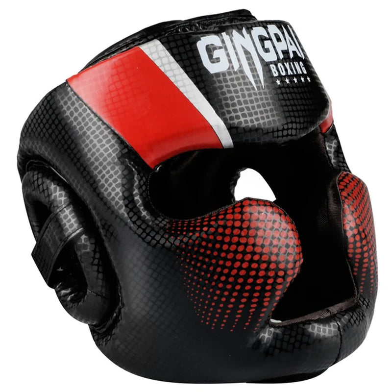 GINGPAI High-Grade PU Leather Boxing Helmet Adult and Kids Professional Competition Helmet MMA Muay Thai Taekwondo Head Guard