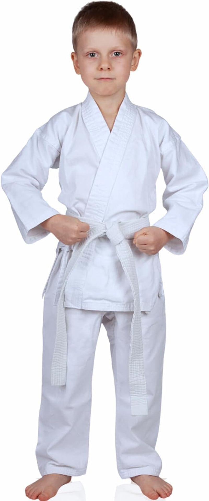 Karate Gi Martial Arts Elastic Drawstring Karate Uniform for Kids & Adult Lightweight Student Gi with Free Belt