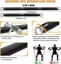 Thumbnail for Resistance Band Bar Set Portable Full Body 500LBS Extra Heavy Home Gym with 4 Levels Resistance Bands, 2 in 1 Adjustable Bar and Gym Bag