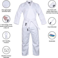 Thumbnail for Karate Uniform for Kids & Adults Lightweight Student Karate Gi Martial Arts Uniform with Belt