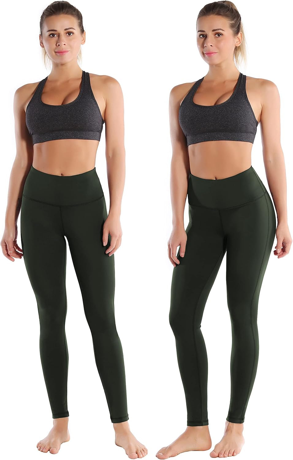 22"/26"/28" Inseam Yoga Pants Inner Pocket Workout Capris Running High Waist Full Length Leggings Tummy Control