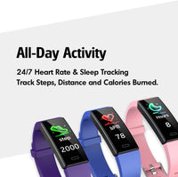 Thumbnail for Fitness Tracker with Blood Pressure Heart Rate Sleep Health Monitor for Men and Women, Upgraded Waterproof Activity Tracker Watch, Step Calorie Counter Pedometer Purple