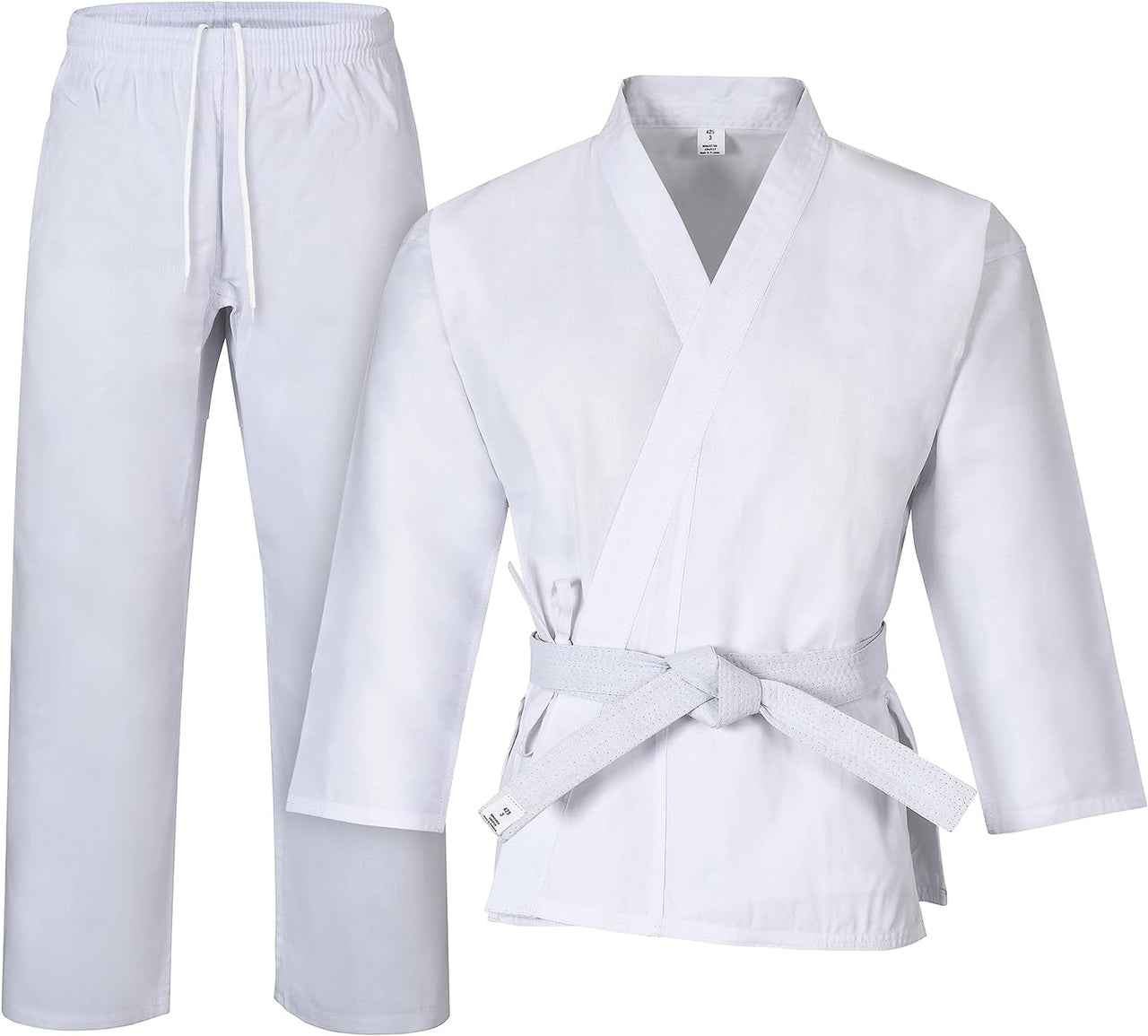 Karate Gi Martial Arts Elastic Drawstring Karate Uniform for Kids & Adult Lightweight Student Gi with Free Belt