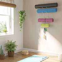 Thumbnail for Guru Yoga Mat Holder Wall Mount with 3 Hooks for Hanging Yoga Strap, Resistance Bands, 5-Sectional Metal