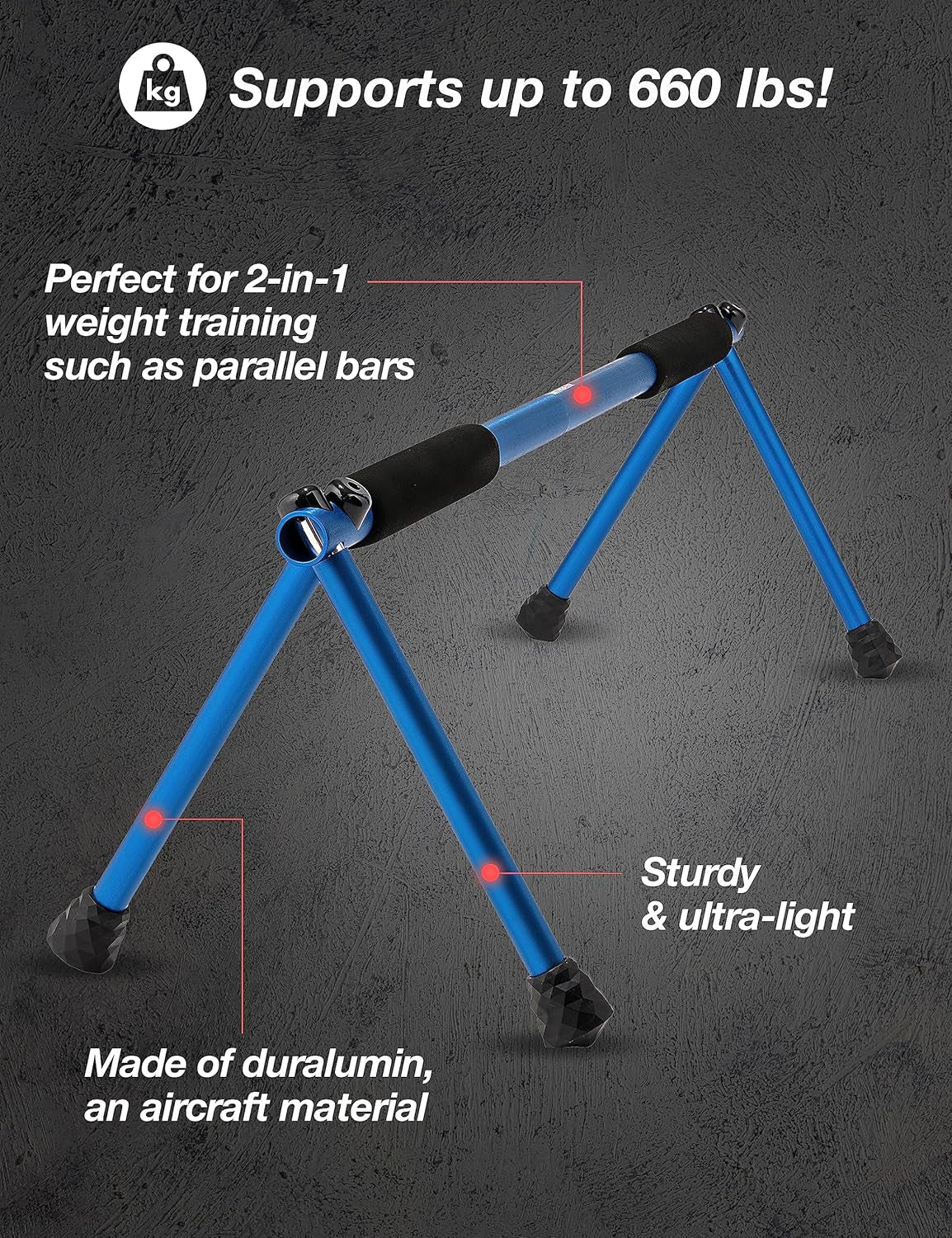 Folding Push up Bar | Portable Outdoor Bar & Home Workout Equipment | Duralumin Metal Dip Bar & Pushup Handles | Dip Bars for Strength Training | Lightweight Metal Bar