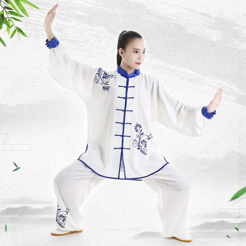 Tai Chi Uniform Adults Martial Arts Clothes Long Sleeve Embroidery Taekwondo Kungfu Suit Chinese Style Morning Exercise Costumes