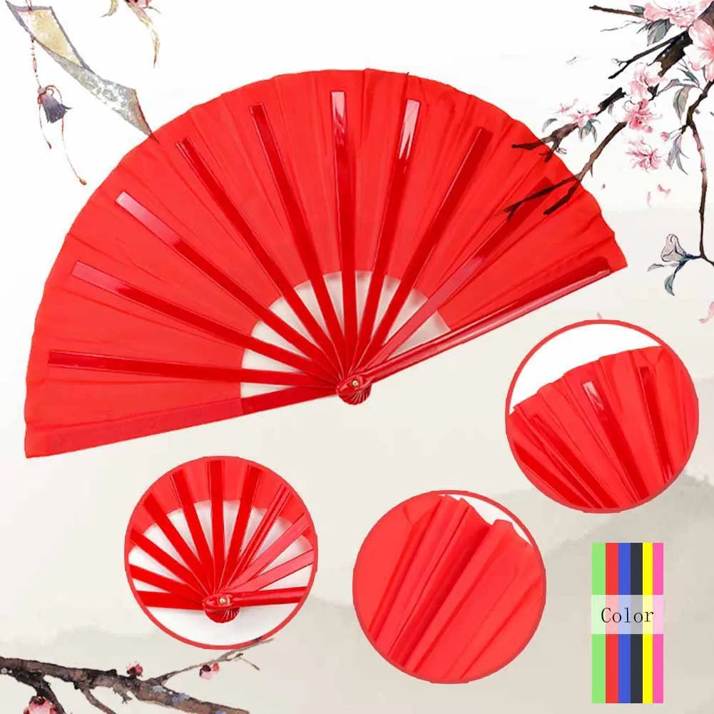 Large Kung Fu Sound Fan Plastic Bone Martial Arts Performance Elegant Hand Folding Stage Fan Opera Magic Props Summer Cool Fans