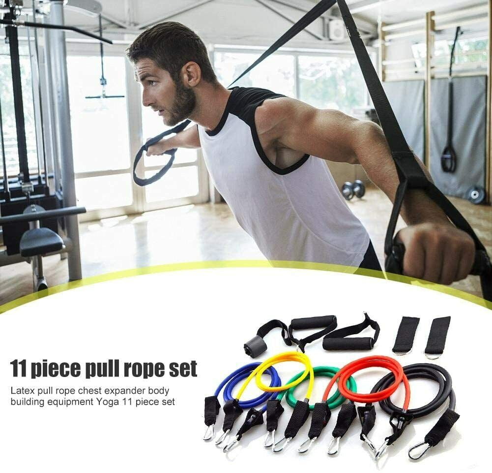 11-Piece Resistance Bands Set Elastic Work Out Band Kit for Home Fitness