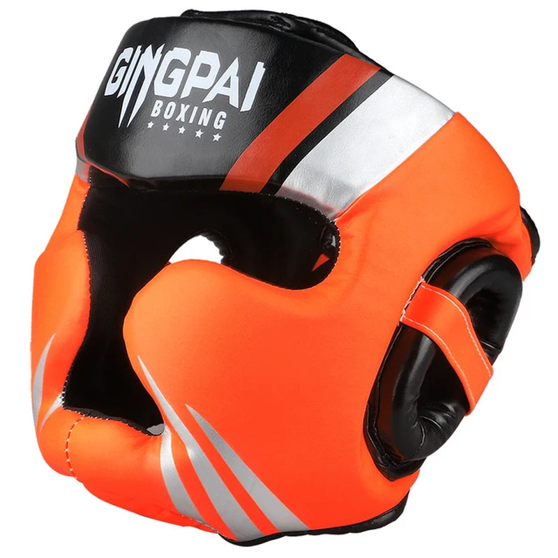 GINGPAI High-Grade PU Leather Boxing Helmet Adult and Kids Professional Competition Helmet MMA Muay Thai Taekwondo Head Guard