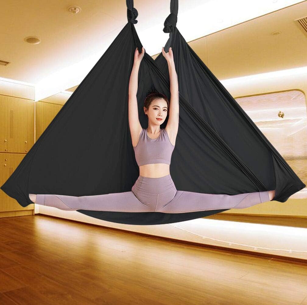 5M Yoga Pilates Aerial Silk Kit Yoga Swing Aerial Yoga Antigravity Hammock Silk Fabric for Yoga Strap Bodybuilding