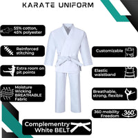 Thumbnail for Karate Gi Martial Arts Elastic Drawstring Karate Uniform for Kids & Adult Lightweight Student Gi with Free Belt