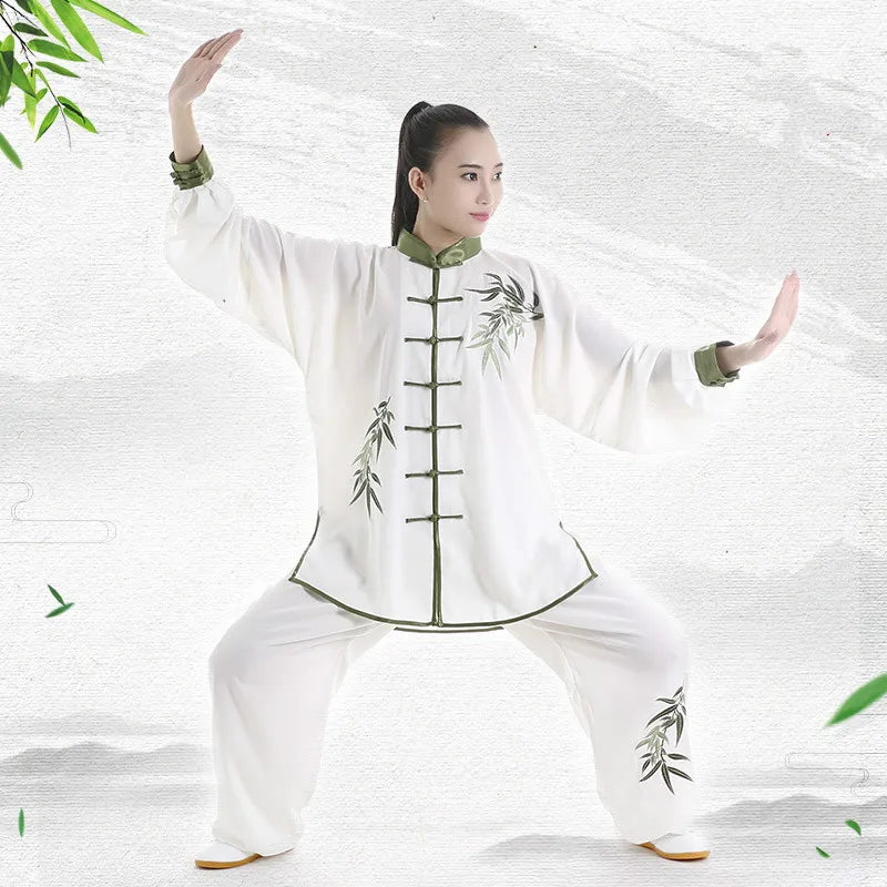 Tai Chi Uniform Adults Martial Arts Clothes Long Sleeve Embroidery Taekwondo Kungfu Suit Chinese Style Morning Exercise Costumes