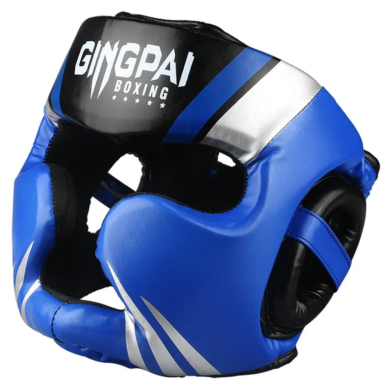 GINGPAI High-Grade PU Leather Boxing Helmet Adult and Kids Professional Competition Helmet MMA Muay Thai Taekwondo Head Guard