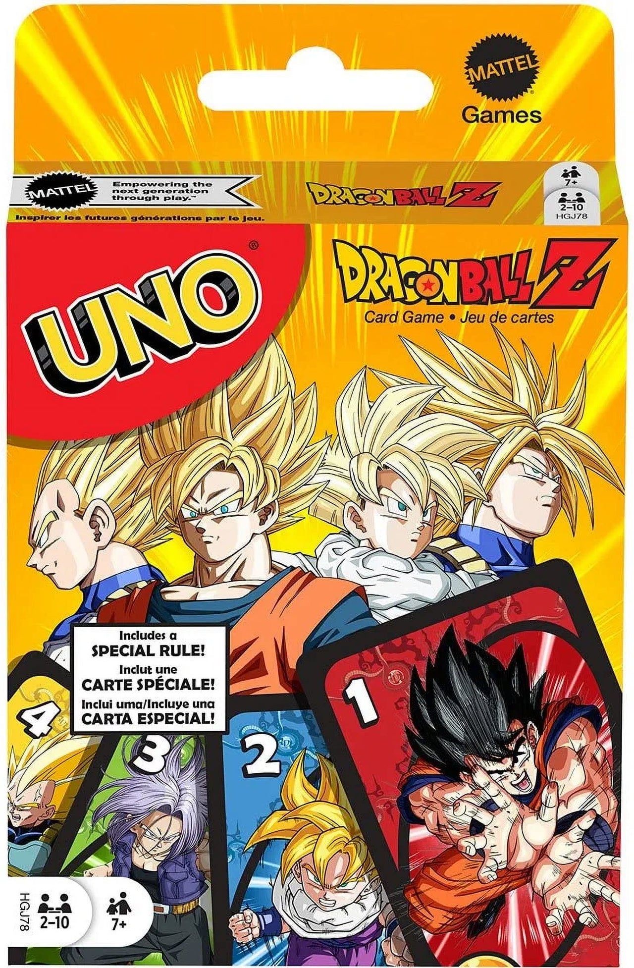 Games UNO Dragon Ball Z Card Game Japanese Manga Theme 112 Cards with Unique Wild Card & Instructions for Players 7 Years Old & Up, Toy for Kid, Family & Adult Game Night