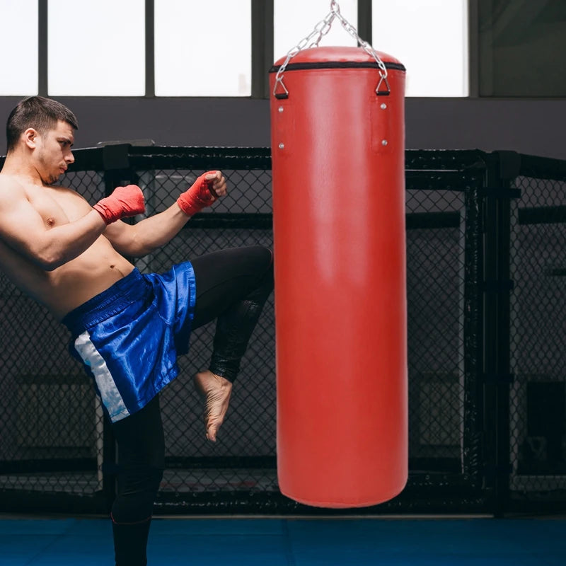 60cm Unfilled Heavy Punching Bag Professional Boxing Sandbag with Hanging Accessorie for MMA Muay Thai Kickboxing Taekwondo