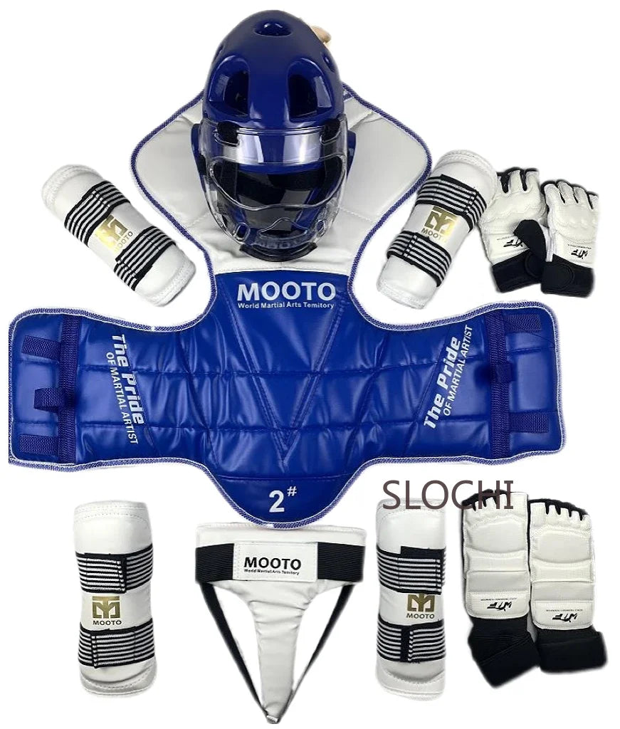 Taekwondo Protective Gear Combat Actual Combat Equipment Full Set Protective Gear Training Set Thicken Competition Martial Arts