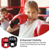 Thumbnail for Boxing Protector Helmet PU Karate Taekwondo Head Guard Reusable Soft Breathable Protective Headgear Sports Gear Red L