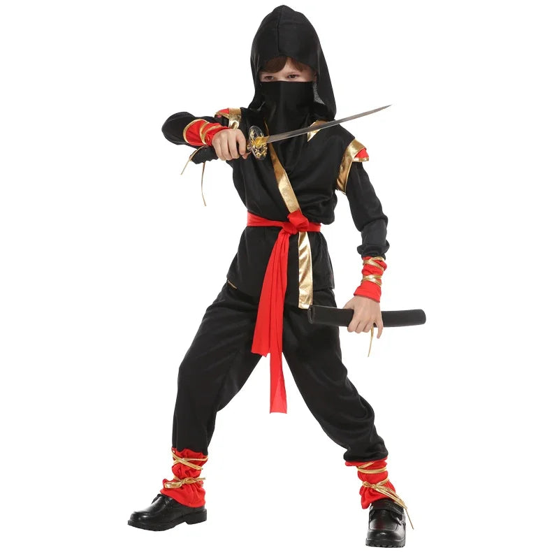 Ninja Costume Kids Martial Arts Cosplay Halloween Fancy Dress Boy Party Decorations Supplies Dress