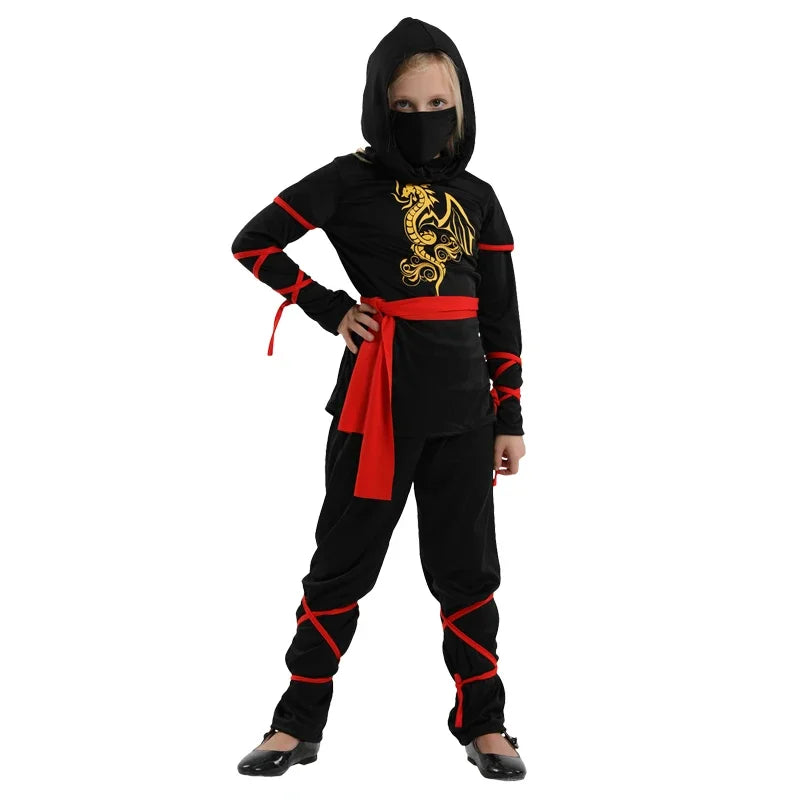 Ninja Costume Kids Martial Arts Cosplay Halloween Fancy Dress Boy Party Decorations Supplies Dress