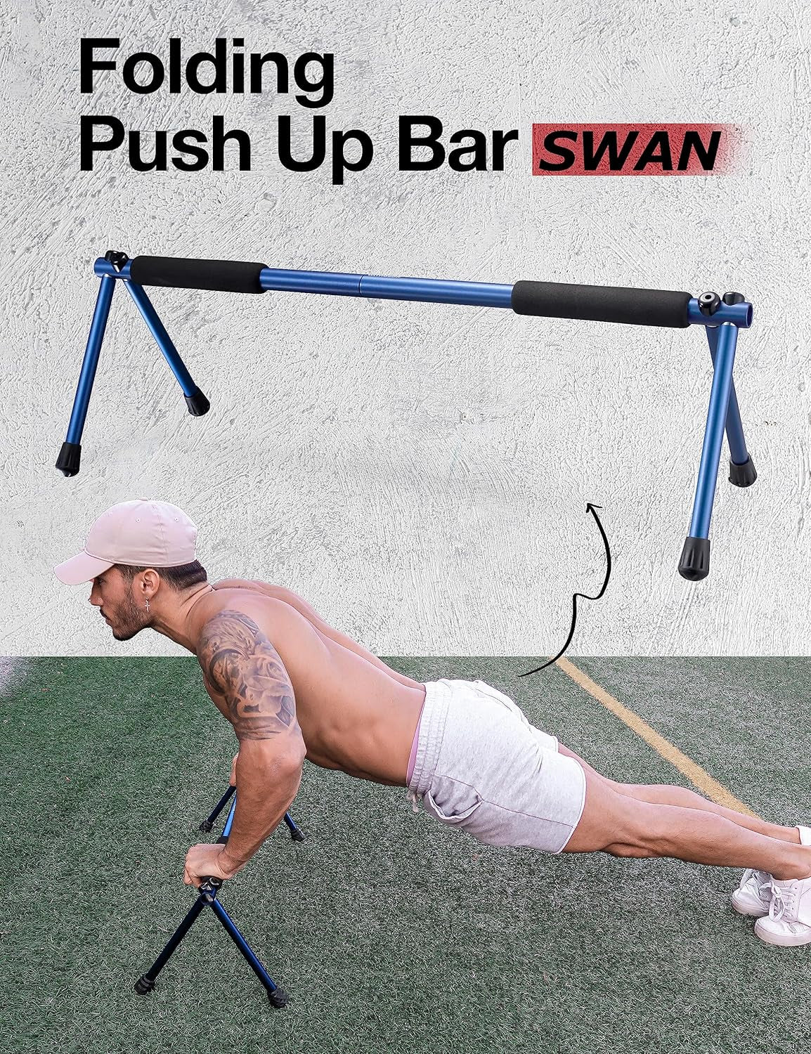 Folding Push up Bar | Portable Outdoor Bar & Home Workout Equipment | Duralumin Metal Dip Bar & Pushup Handles | Dip Bars for Strength Training | Lightweight Metal Bar