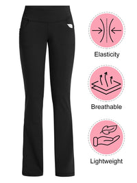 Thumbnail for Women Bootcut Yoga Pants with Pockets Female High Waist Bootleg Trousers Workout Activewear Black 3XL