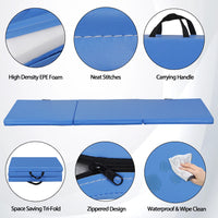 Thumbnail for 6' X 2' Exercise Tri-Fold Gym Mat,Aerobics Yoga Workout Tumbling Mats for Home Gym Flooring with Carry Handles for Gymnastics, Stretching, Martial Arts-Blue