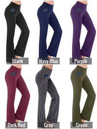 Thumbnail for Women Bootcut Yoga Pants with Pockets Female High Waist Bootleg Trousers Workout Activewear Navy Blue 3XL