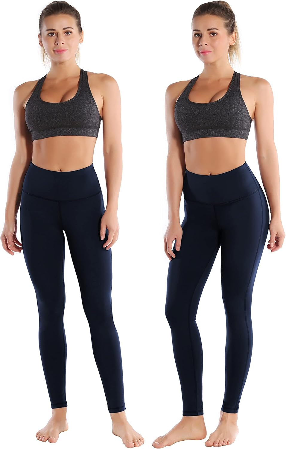 22"/26"/28" Inseam Yoga Pants Inner Pocket Workout Capris Running High Waist Full Length Leggings Tummy Control