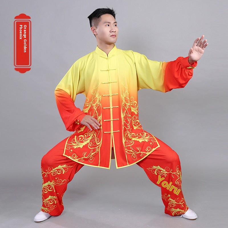 Stretch Cotton Gradient Hand-painted Tai Ji Suit Men And Women Martial Arts Shadowboxing Exercise Clothing