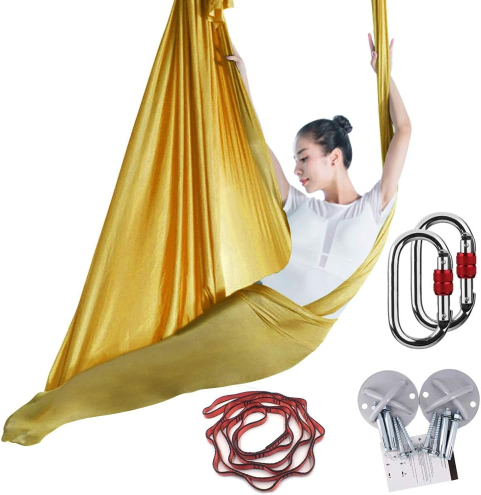 5M Yoga Pilates Aerial Silk Kit Yoga Swing Aerial Yoga Antigravity Hammock Silk Fabric for Yoga Strap Bodybuilding